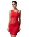 Robe rouge asymétrique avec dentelle Paola - LDR3RED