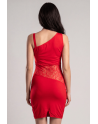 Robe rouge asymétrique avec dentelle Paola - LDR3RED