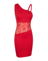 Robe rouge asymétrique avec dentelle Paola - LDR3RED