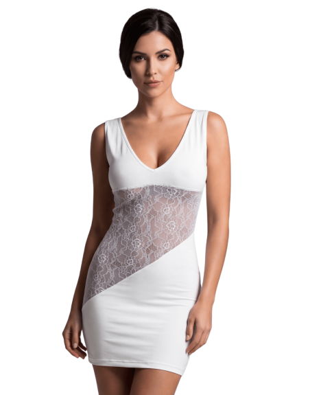 Robe blanche large décollectée Olivia - LDR4WHT
