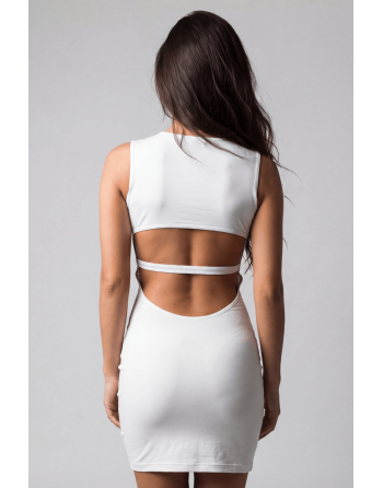 Robe blanche large décollectée Olivia - LDR4WHT