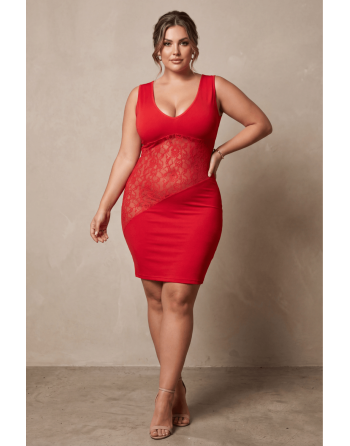 Robe rouge large décollectée Olivia - LDR4RED
