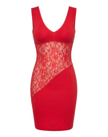 Robe rouge large décollectée Olivia - LDR4RED