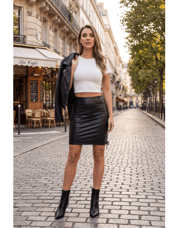 Jupe longue simili cuir noir Paloma - LSL1-LBLK