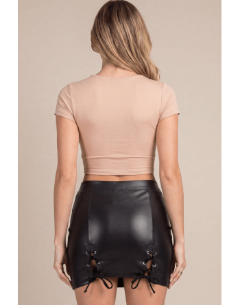 Jupe courte simili cuir noir Paula - LSL1-SBLK