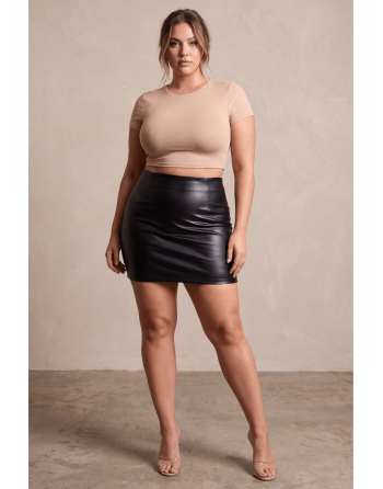 Jupe courte simili cuir noir Paula - LSL1-SBLK