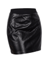 Jupe courte simili cuir noir Paula - LSL1-SBLK