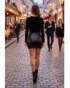 Jupe courte simili cuir noir Paula - LSL1-SBLK