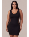 Robe noire avec ouverture filet sur les côtés -  Léa - LDR6BLK