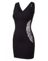 Robe noire avec ouverture filet sur les côtés -  Léa - LDR6BLK