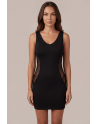 Robe noire avec ouverture filet sur les côtés -  Léa - LDR6BLK