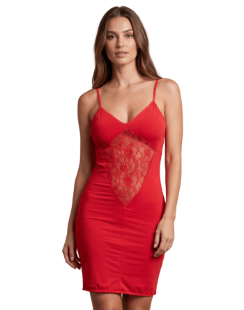 Robe décollectée rouge Emilia - LDR11RED