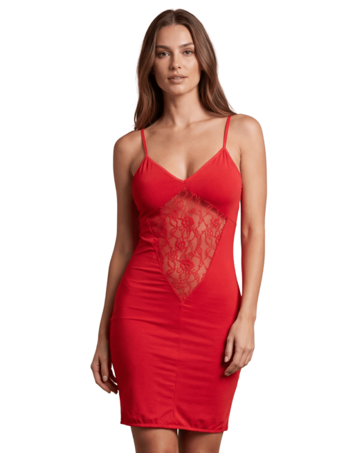 Robe décollectée rouge Emilia - LDR11RED