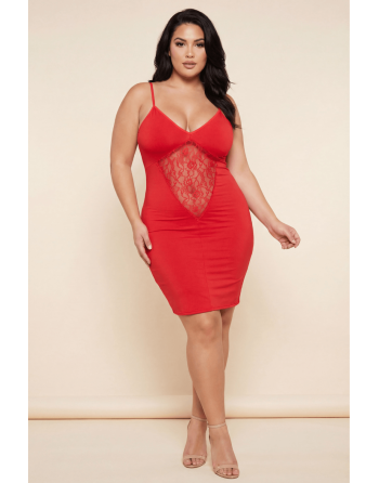 Robe décollectée rouge Emilia - LDR11RED