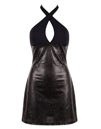 Robe noire simili cuir Margot - LDL3BLK