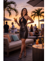 Robe noire simili cuir Margot - LDL3BLK