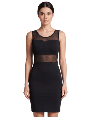 Robe sensuelle et habillée avec maille transparente noire - LDP1
