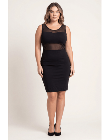 Robe sensuelle et habillée avec maille transparente noire - LDP1