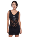 Robe cocktail empiècements dentelle et wetlook - LDW1