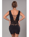 Robe cocktail empiècements dentelle et wetlook - LDW1