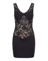Robe cocktail empiècements dentelle et wetlook - LDW1