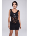 Robe cocktail empiècements dentelle et wetlook - LDW1