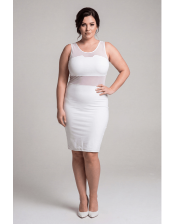 Robe sensuelle et habillée avec maille transparente blanche - LDP1WHT
