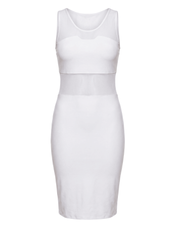 Robe sensuelle et habillée avec maille transparente blanche - LDP1WHT