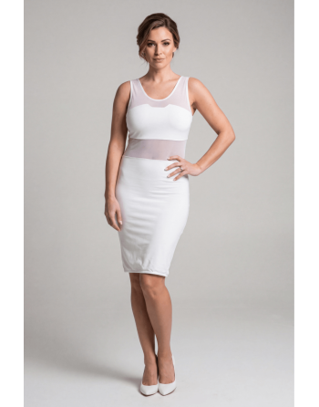 Robe sensuelle et habillée avec maille transparente blanche - LDP1WHT