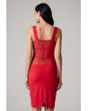Robe sensuelle et habillée avec maille transparente rouge - LDP1RED