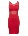 Robe sensuelle et habillée avec maille transparente rouge - LDP1RED