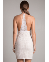 Robe blanche simili cuir et dentelle Sophia - LDL2WHT