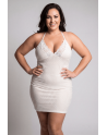 Robe blanche simili cuir et dentelle Sophia - LDL2WHT