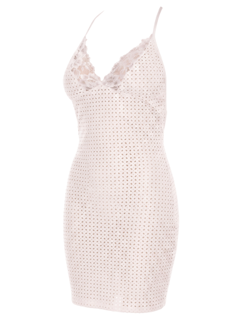 Robe blanche simili cuir et dentelle Sophia - LDL2WHT