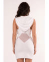 Robe blanche sensuelle avec capuche et bandeau poitrine Adriana - LDP2WHT