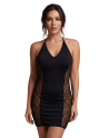 Robe sexy décolletée dos nu et résille - LDR5