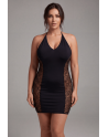 Robe sexy décolletée dos nu et résille - LDR5