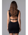Robe cocktail dentelle florale asymétrique - LDR4