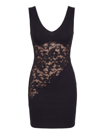 Robe cocktail dentelle florale asymétrique - LDR4