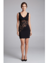 Robe cocktail dentelle florale asymétrique - LDR4