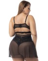 Lingerie sexy, grande taille, 2 en 1, Nuisette noir avec soutien-gorge et string - MAL7489XBLK