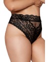 String grande taille dentelle taille haute noir - DG1477XBLK