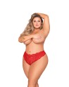 Tanga rouge  grande taille, ouvert à l'entrejambe - DG1468XRED